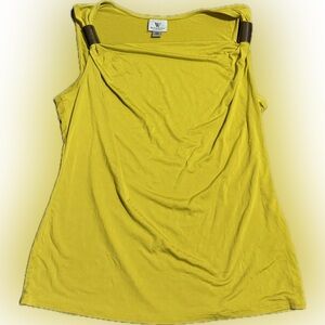 Women's Yellow Draped Tank Top
